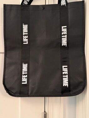 Life Time Black Tote Bag with Branded Straps